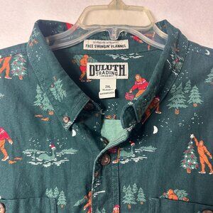 Duluth Trading Co. shirt sz XL Free Swingin' Flannel Sasquatch Bigfoot Christmas